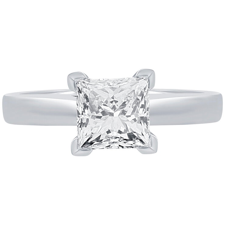 18KT White Gold 1.00ctw Princess Diamond Solitaire Ring 18KT White Gold 1.00ctw Princess Diamond Solitaire Ring