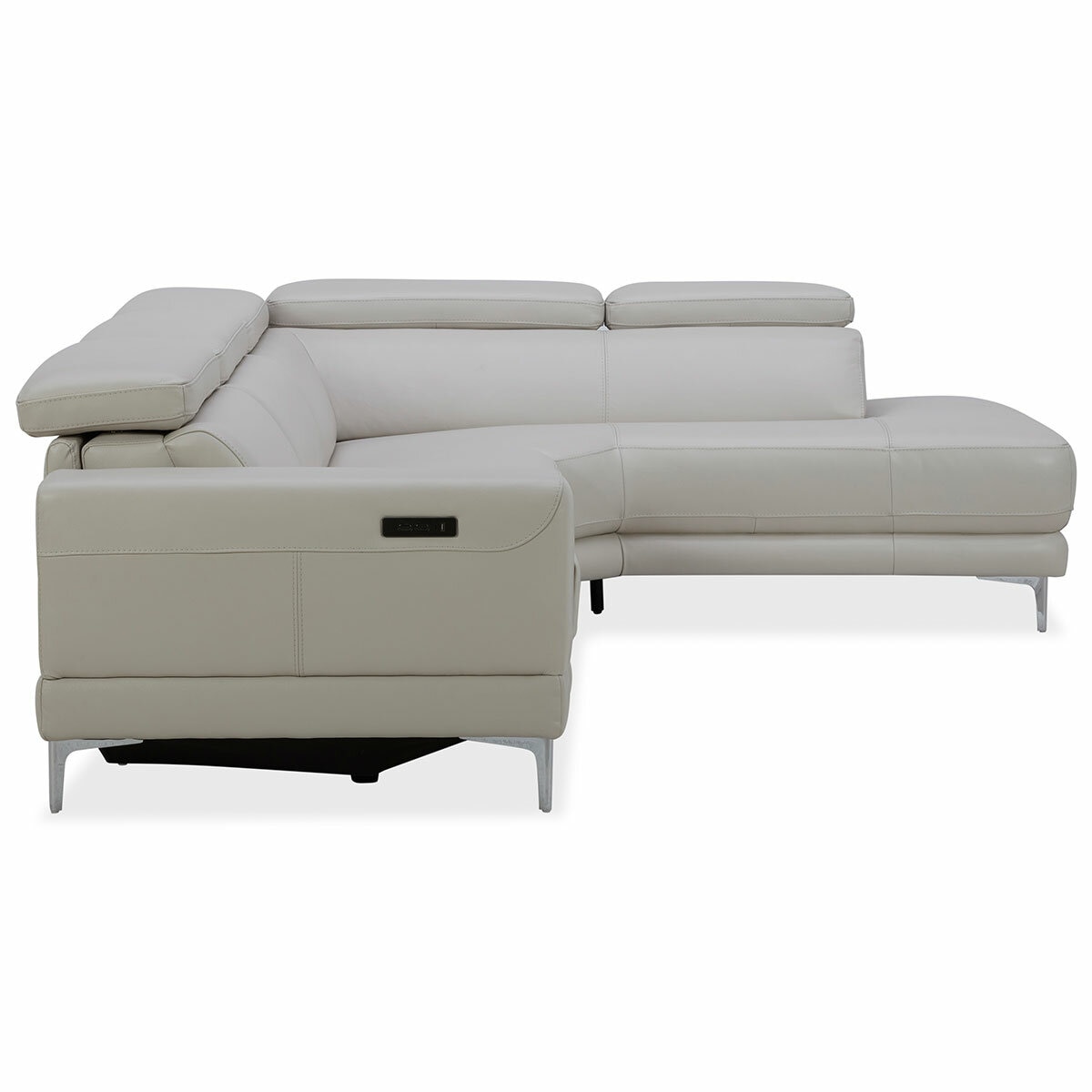 Aiden & Ivy Leather Power Sectional With Ratchet Headrest