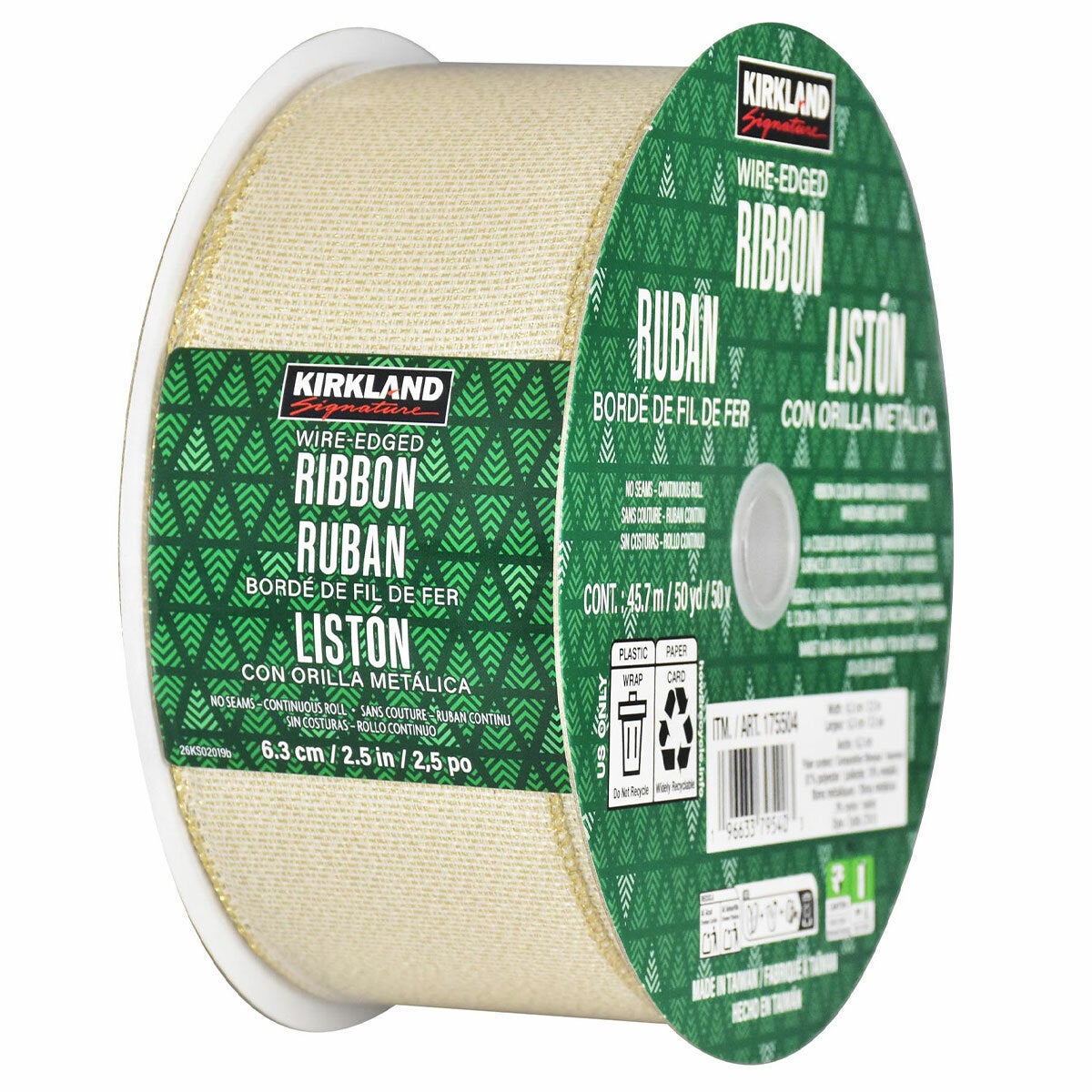 Kirkland Signature Wire Edged Holiday Ribbon 45.7m Kirkland Signature Wire Edged Holiday Ribbon 45.7m