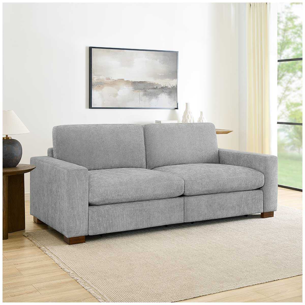 Henredon Fabric Sofa with 2 Power Footrests