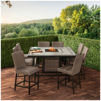 Agio Anderson High Dining With Fire 9 Piece Dining Set