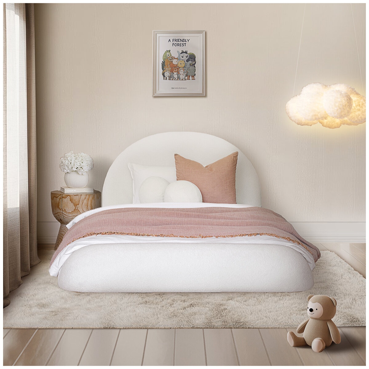 Aesthetik Kids Upholstered King Single Bed Ivory