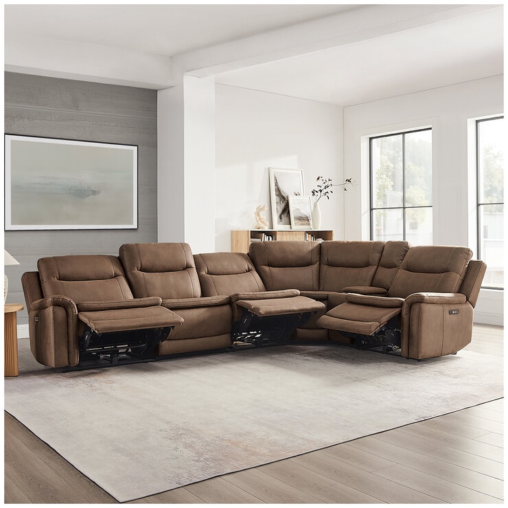 GilmanCreek Fabric Power Reclining Sectional With Power Headrests