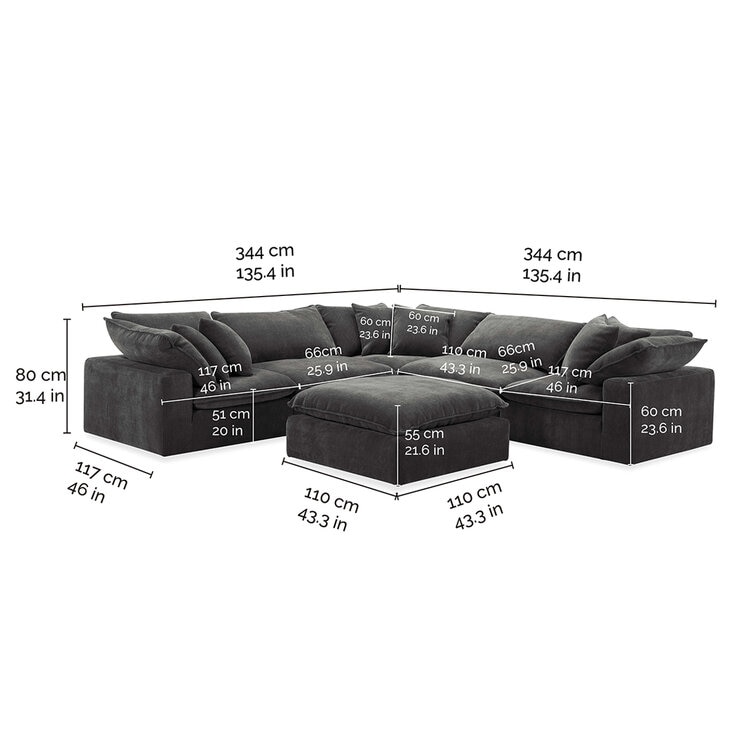 Aiden & Ivy 6 Piece Fabric Modular Sectional
