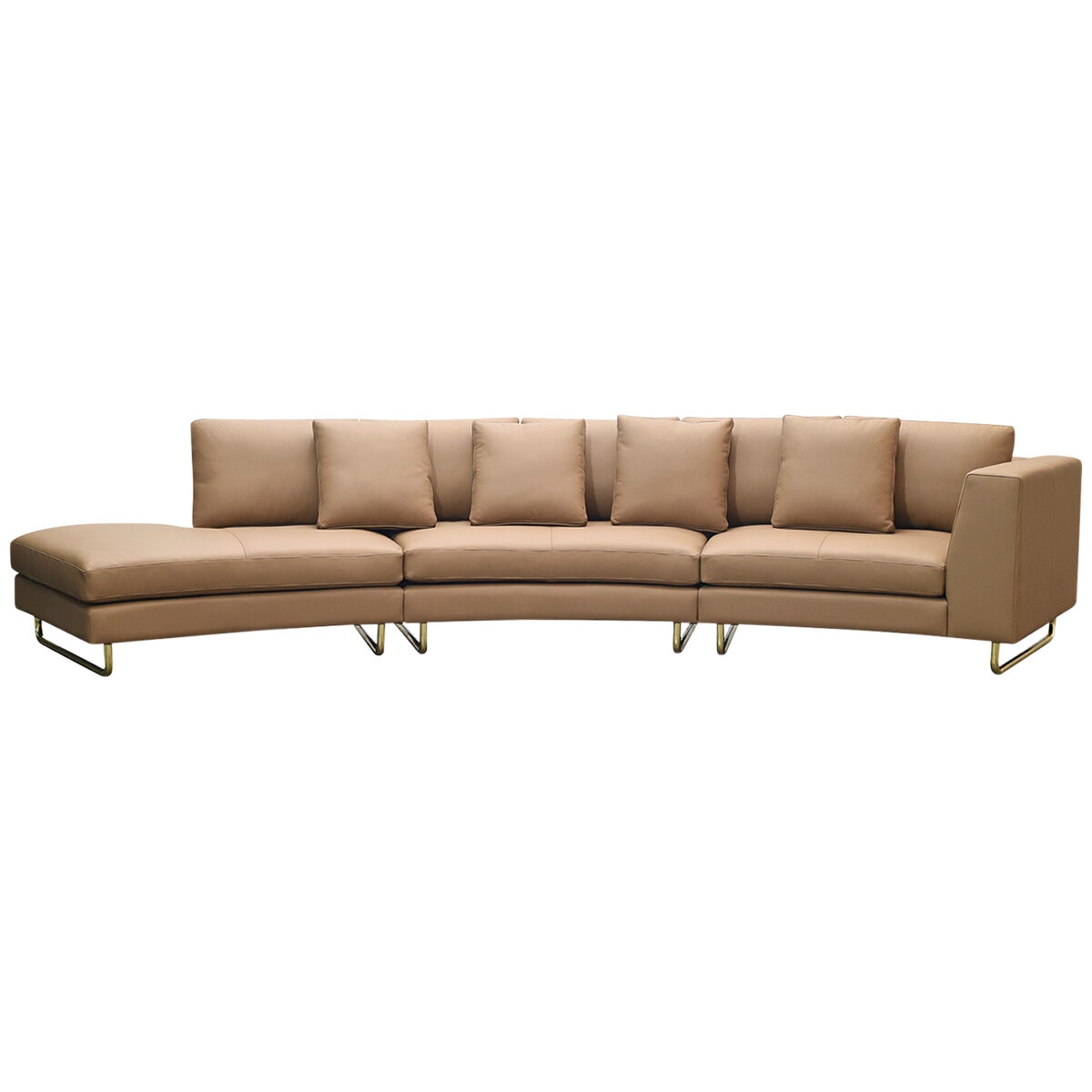 Moran Arcadia Extended Leather Chaise Sofa Caramel