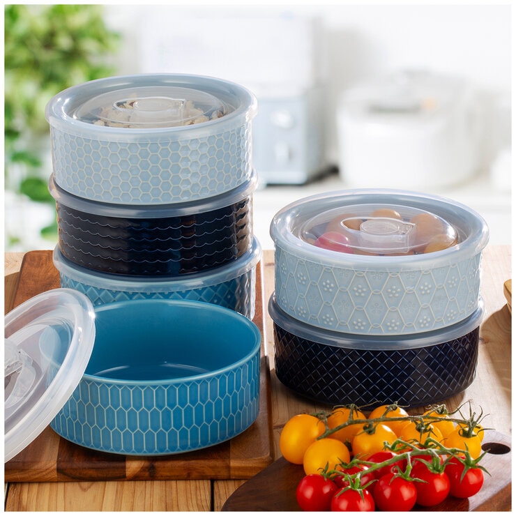 Signature Housewares Microwavable Bowls 6 Piece Set Blue