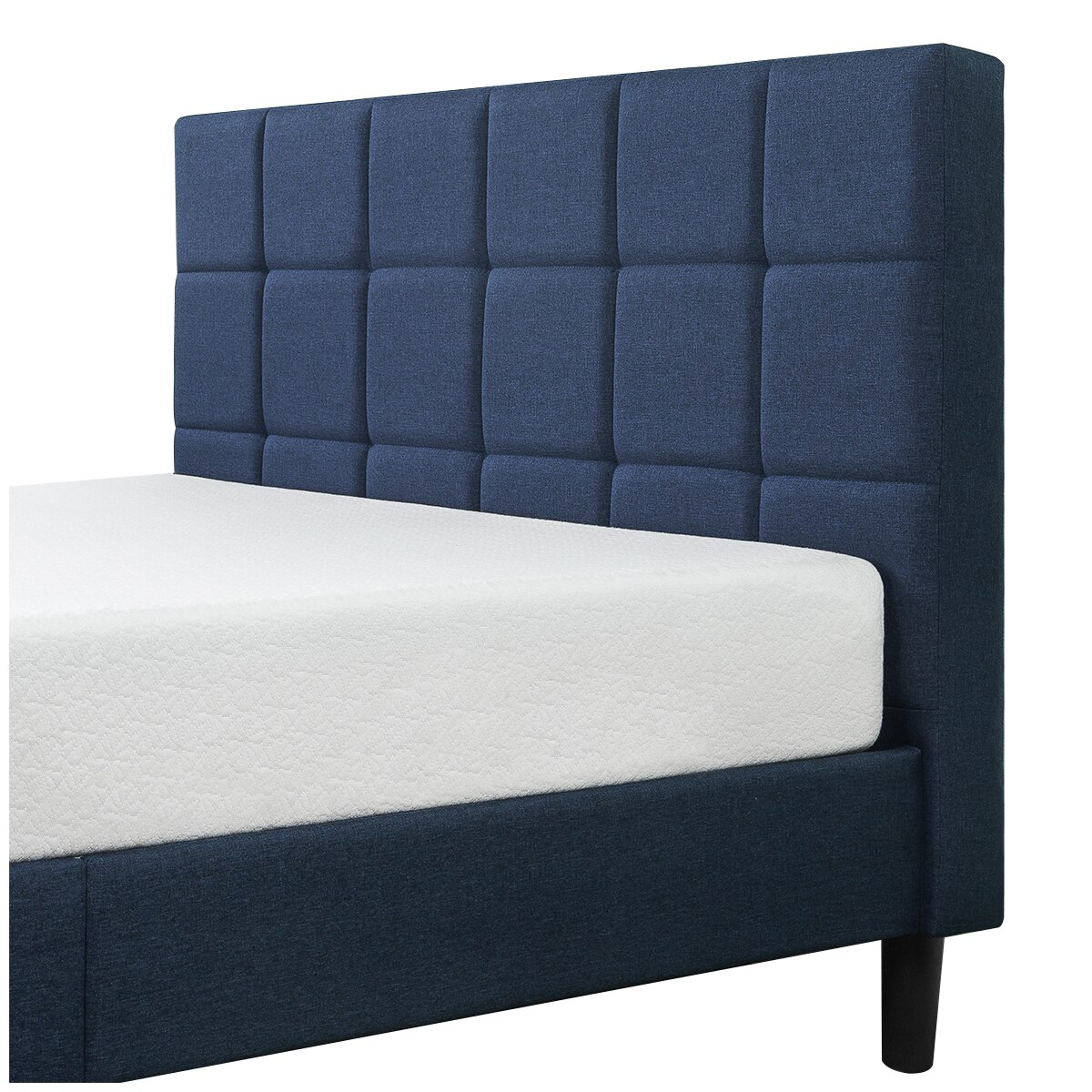 Blackstone Upholstered Square Stitched Platform Queen Bed Navy Costco