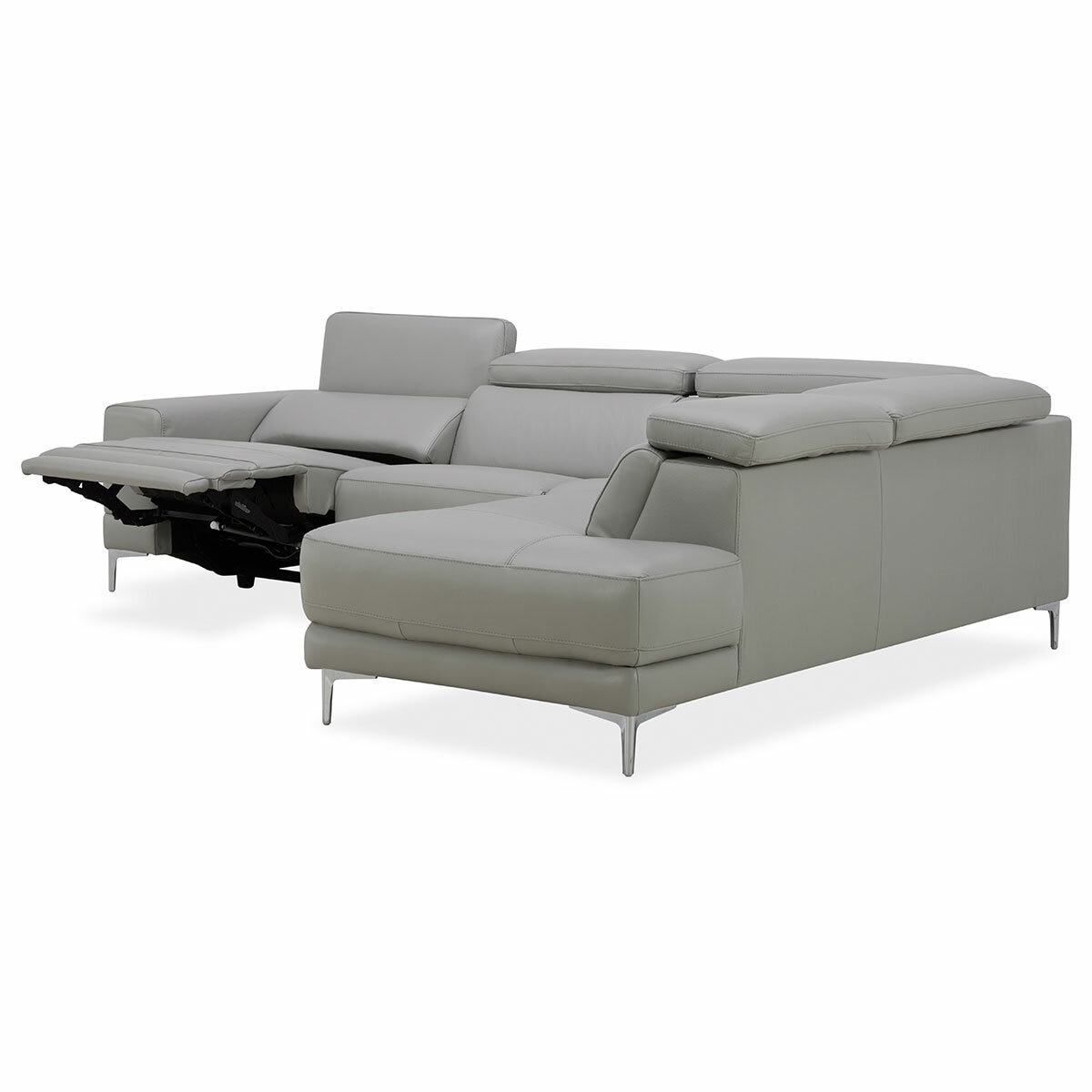 Aiden & Ivy Leather Power Sectional With Ratchet Headrest
