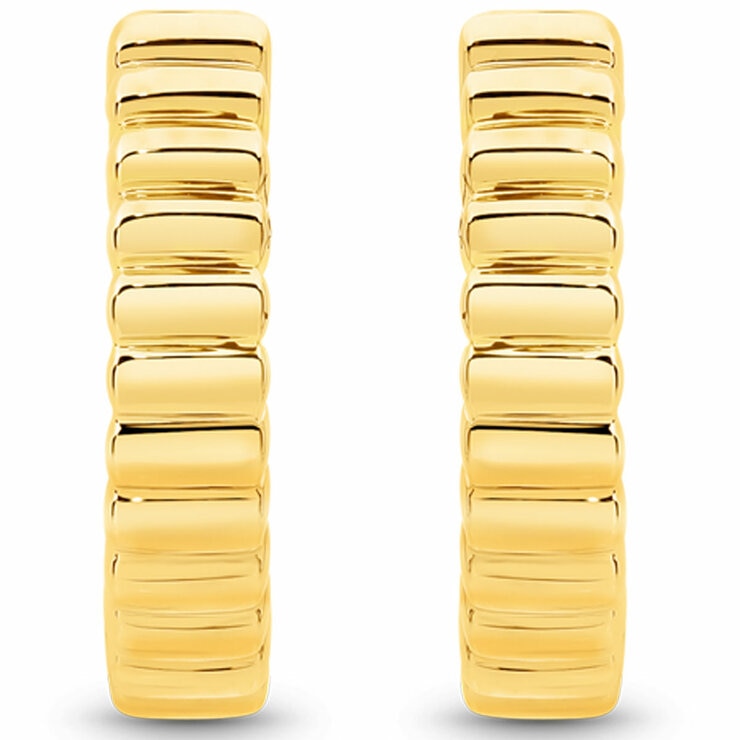 18KT Yellow Gold Ribbed Hoop Earrings 18KT Yellow Gold Ribbed Hoop Earrings