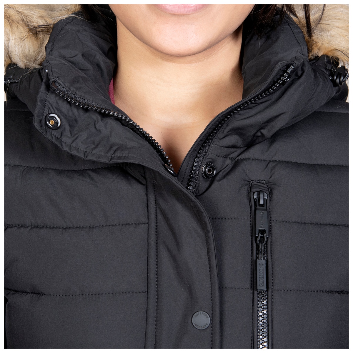 Superdry Women’s Faux Fur Fuji Hooded Jacket Black