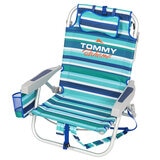 Tommy Bahama 5 position Aluminum Backpack Beach Chair 2 Pack Blue & Green Strip
