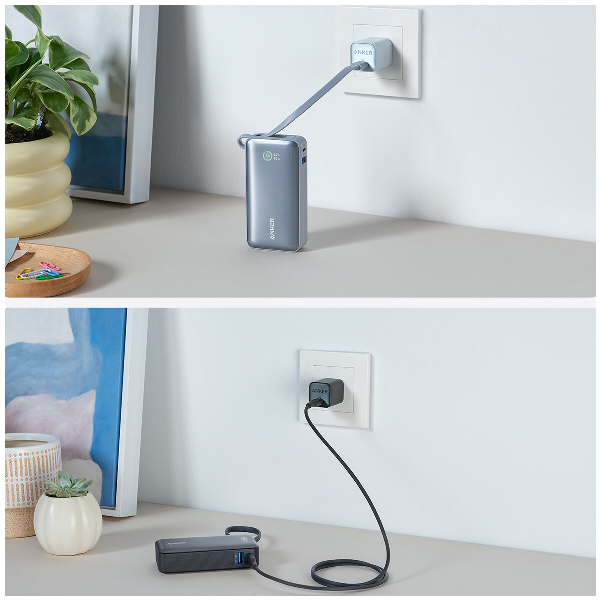 Anker Nano 10K 30W Power Bank With Built In USB-C Cable Black A1259H11