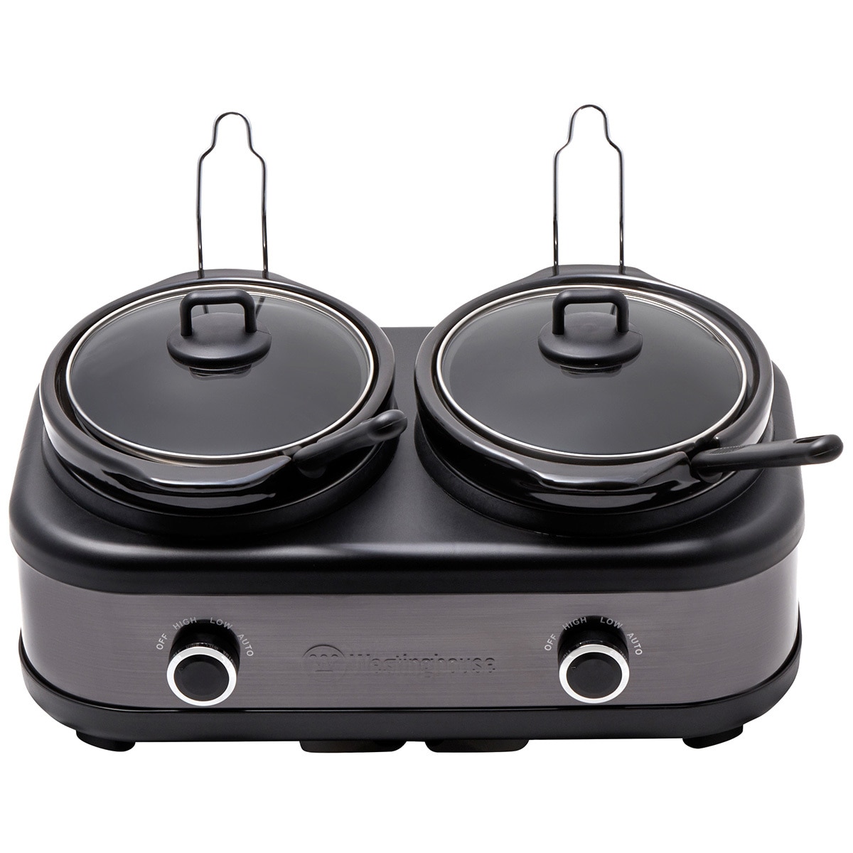 Westinghouse 2 X 2.5L Pot Slow Cooker, Black Stainless with Auto Function