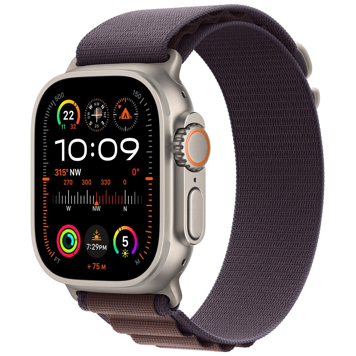 Apple Watch Ultra 2 GPS + Cellular, 49mm Titanium Case with Indigo Alpine Loop - Medium