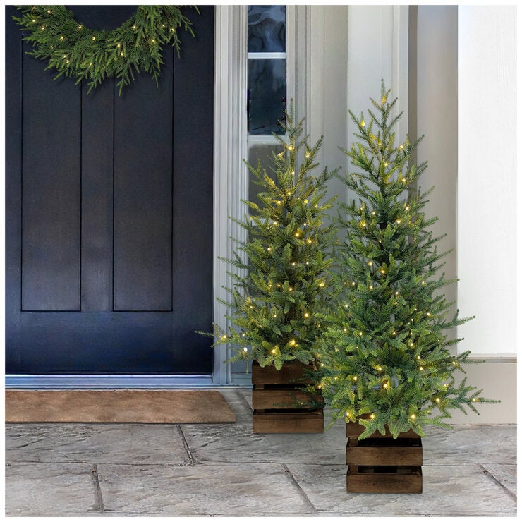 CGH Pine Trees with LED Twinkle Lights 2 Piece Set