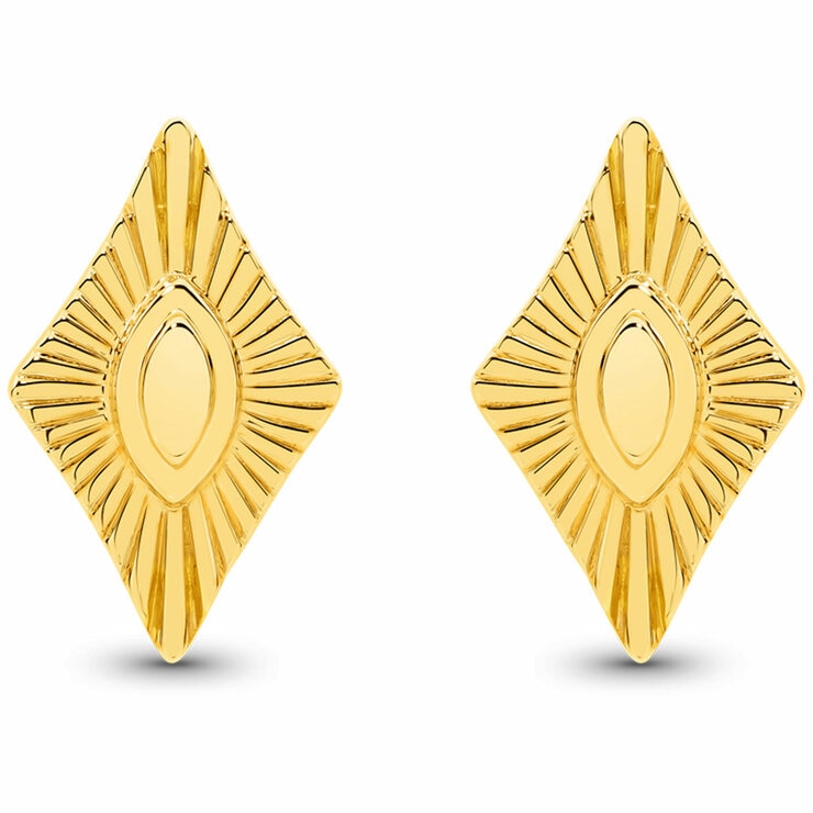 18KT Yellow Gold Diamond Shaped Stud Earrings