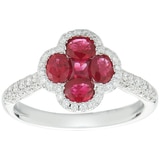 0.38ctw Diamond with Ruby Flower Ring