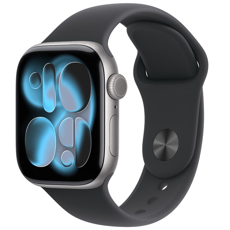 Apple Watch Series 11 GPS + Cellular 46mm Space Grey Aluminium Case with Black Sport Band - S/M