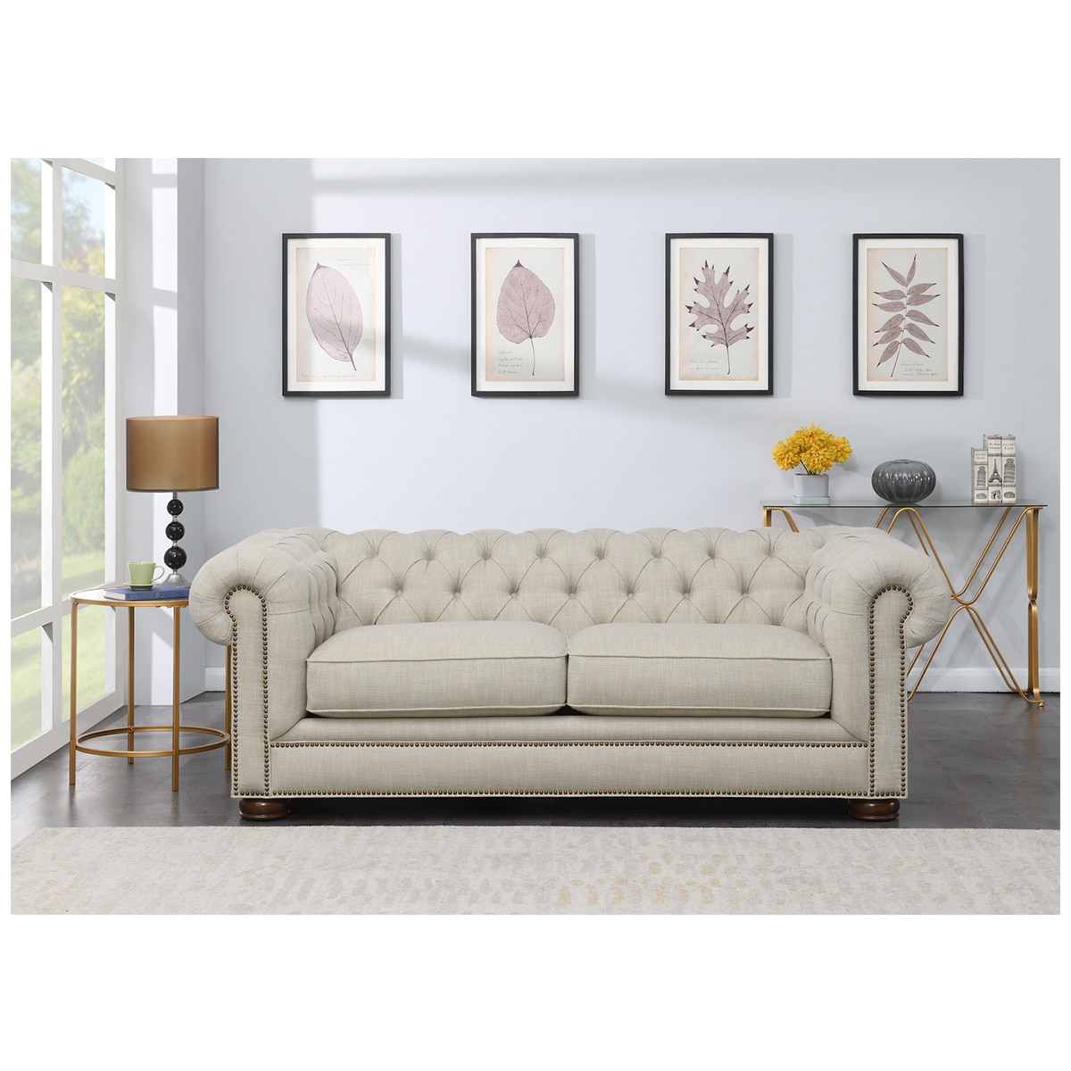 Synergy Home Furnishings Chesterfield Sofa - Cream