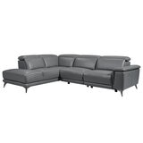 Valencia Pista Leather Reclining Sectional Lounge Left Chaise Grey