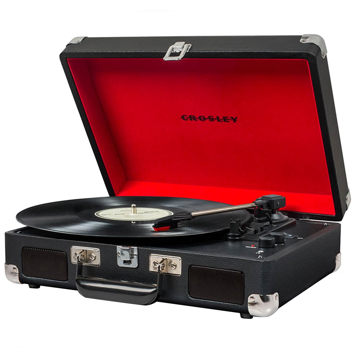 Crosley Cruiser Deluxe Portable Turntable - Black + Free Record Storage Crate