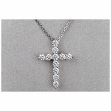 18KT White Gold 2.0ctw Round Diamond Adjustable Cross Pendant