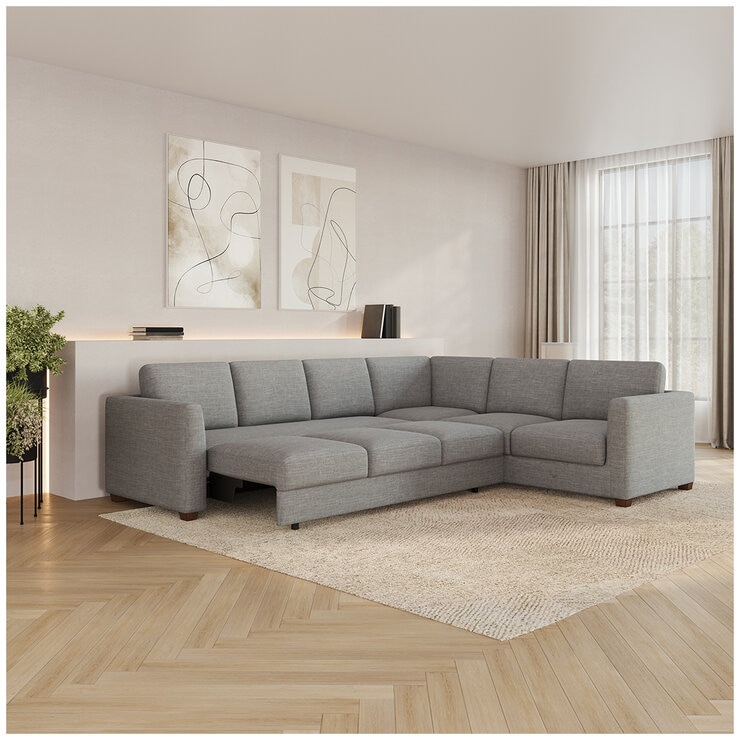 Thomasville 3 Piece Fabric Convertible Sectional With Storage Seat