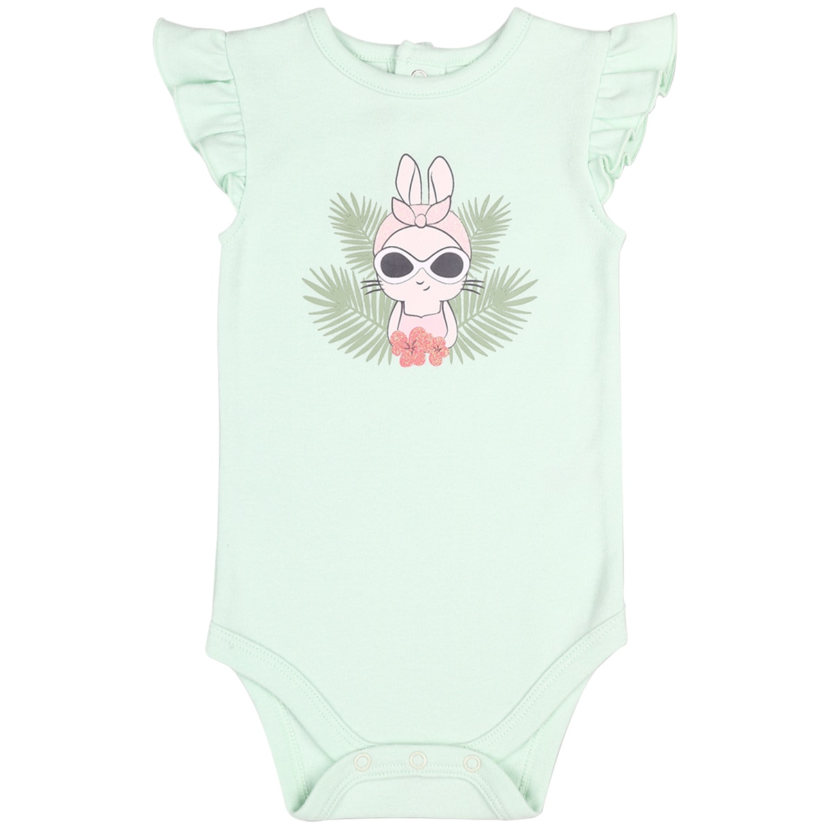 Peanut Shell 2pc Baby Set - Green Onsie/Print Skirt