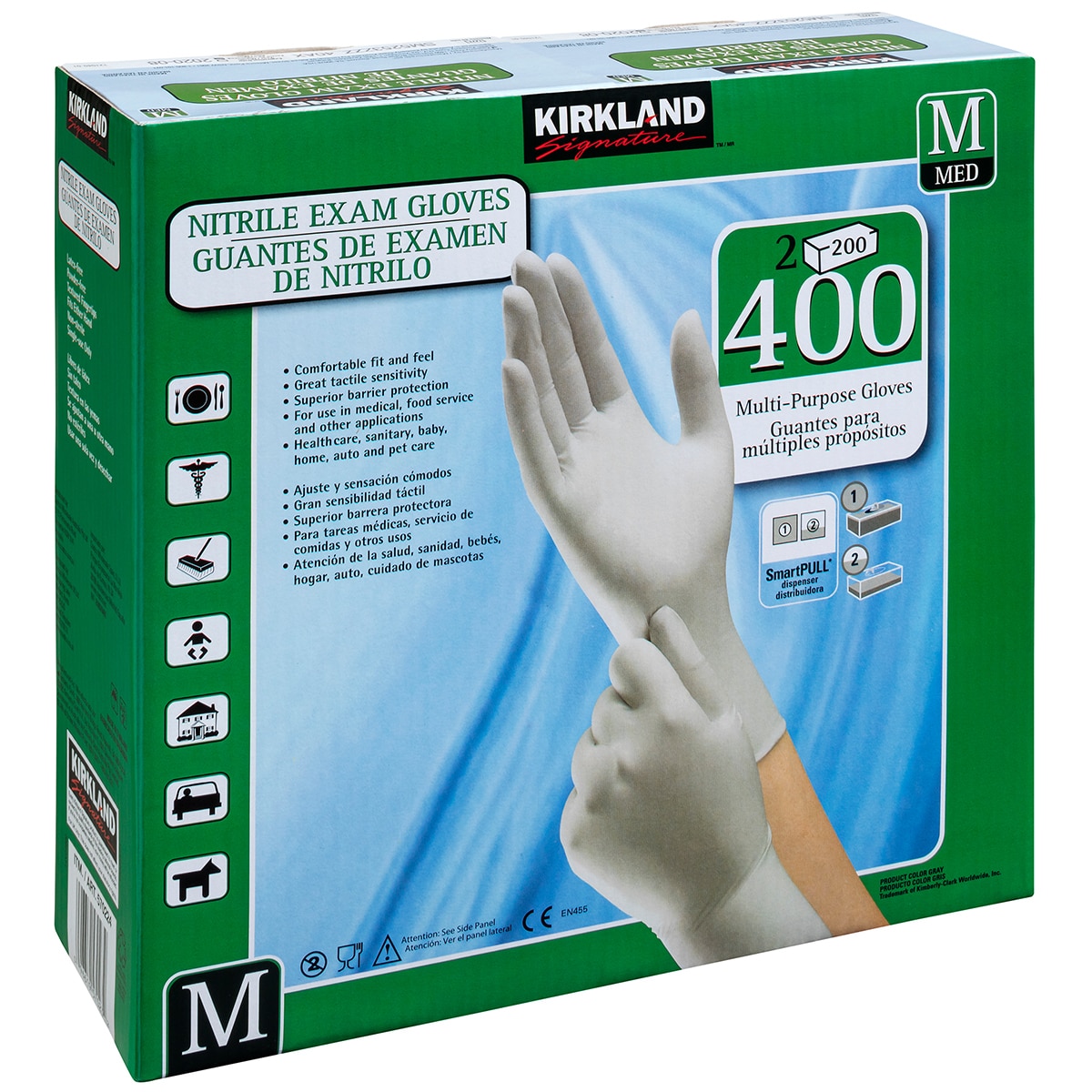 2 x 200 Gloves Latex Free Kirkland Signature Medium Nitrile Exam Gloves