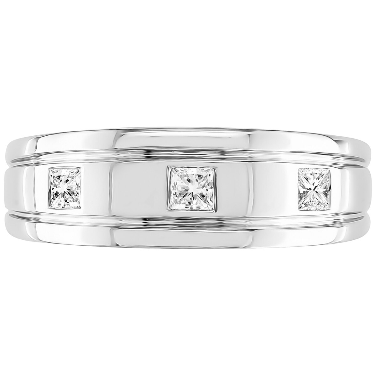 18KT White Gold 0.33ctw Princess Cut Diamond Mens Ring Costco Au...