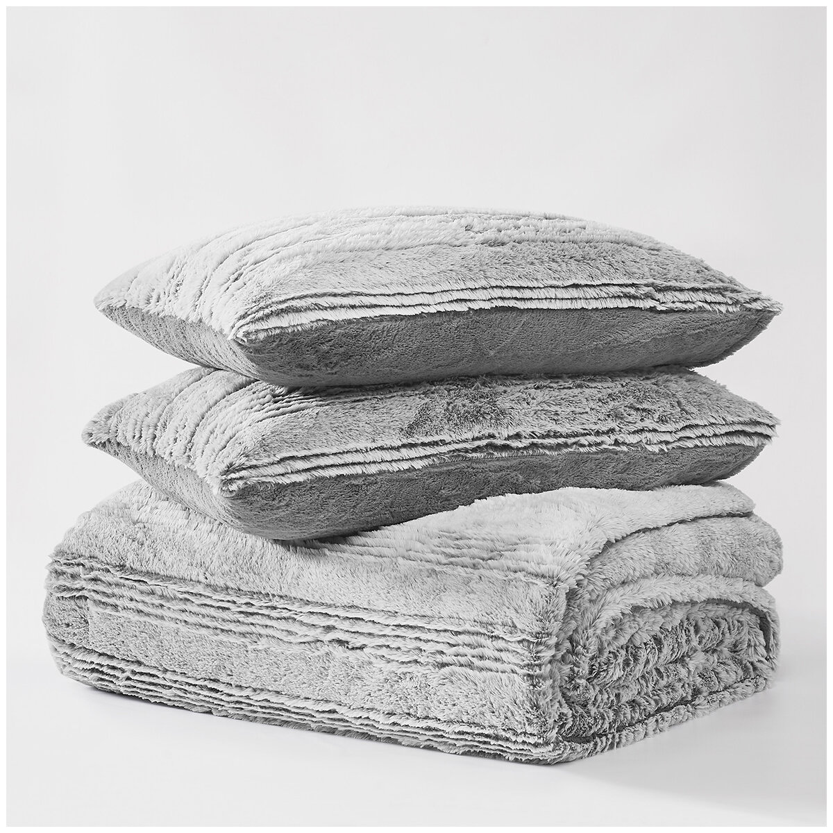 Frye Carved Comforter Set 3 Piece King Grey