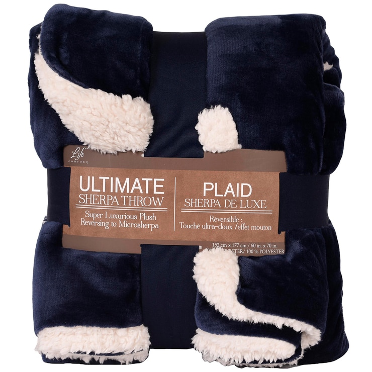 Life Comfort Ultimate Sherpa Throw Dark Blue Costco Australia