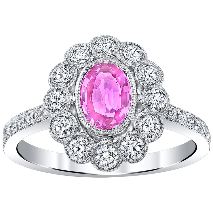 18KT White Gold Pink Sapphire and Diamond Ring | Costco Australia