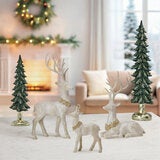 Deer and Trees 5 Piece Holiday Statue Set