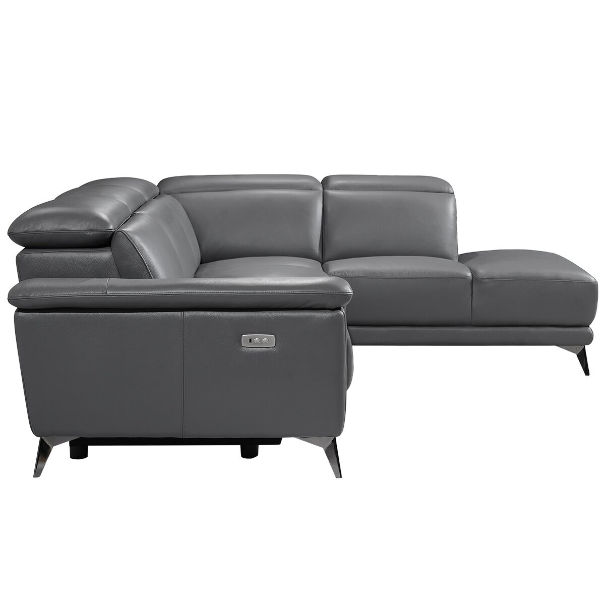 Valencia Pista Leather Reclining Sectional Lounge Right Chaise Grey Valencia Pista Leather Reclining Sectional Lounge Right Chaise Grey