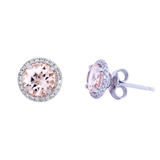 0.15ctw Diamond with Round Morganite Earrings