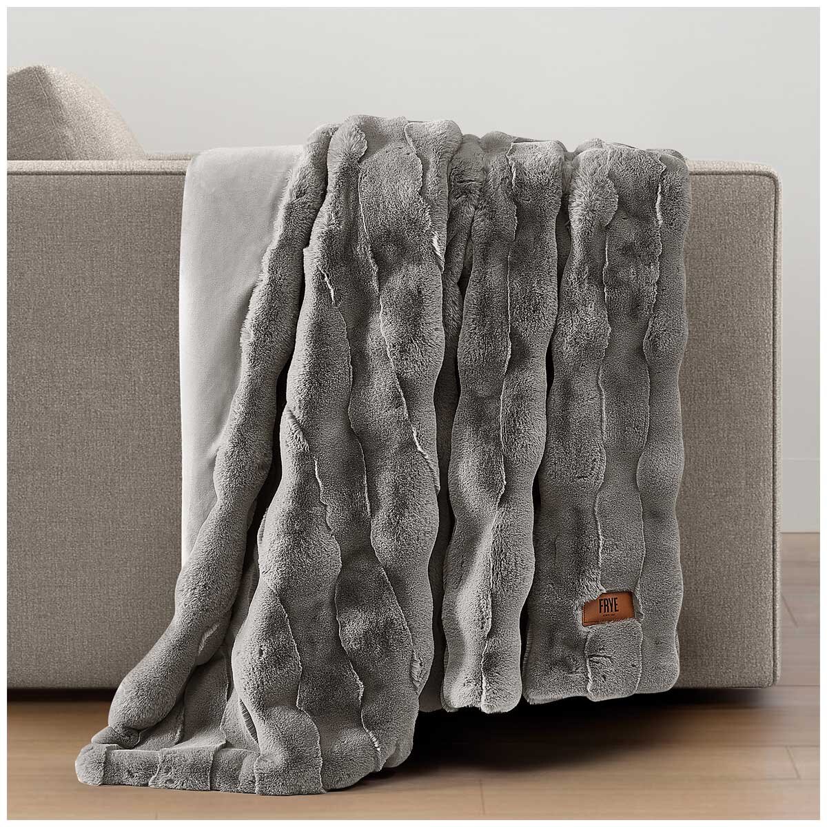 Frye Luxe Faux Fur Throw 152 x 178cm Grey