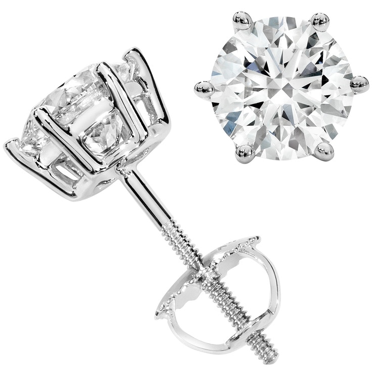 Round Brilliant Cut 2.00ctw Diamond Platinum Stud Earrings | Costco ...