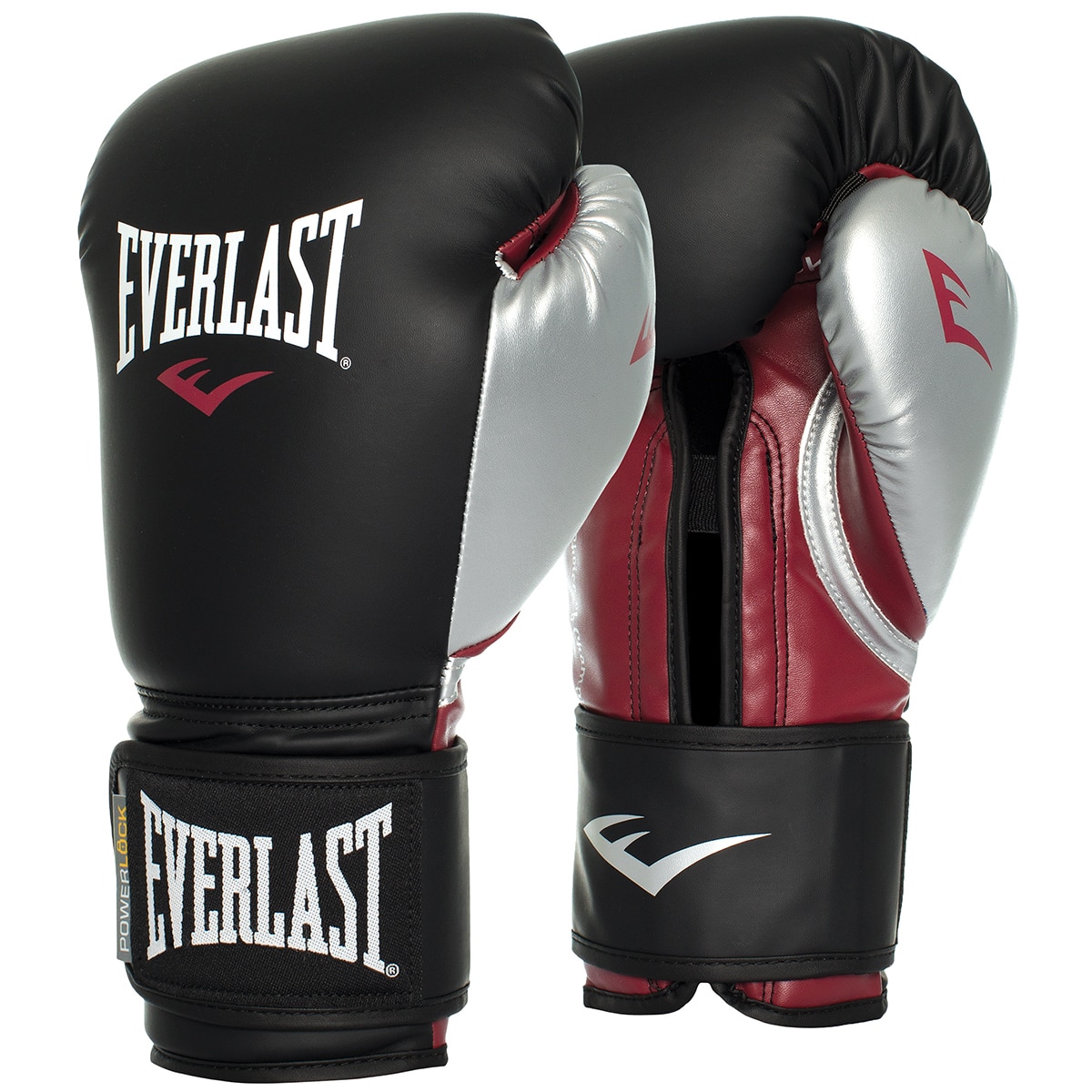 Professional Powerlock Training Boxing Gloves in White/Silver Everlast 12oz 