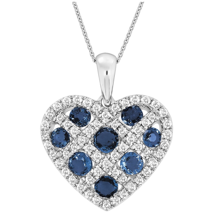 Heart Pendant 18KT White Gold Sapphire and Diamond Pendant Costco