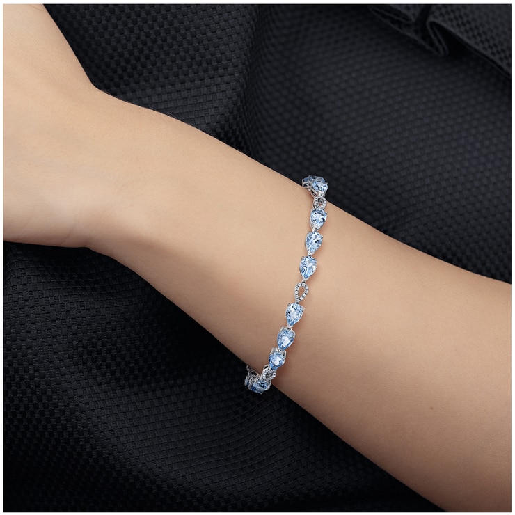 18KT White Gold Aquamarine and Diamond Bracelet Costco Australia