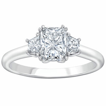 18KT White Gold 1.25ctw Three Stone Diamond Ring With 1ctw Centre