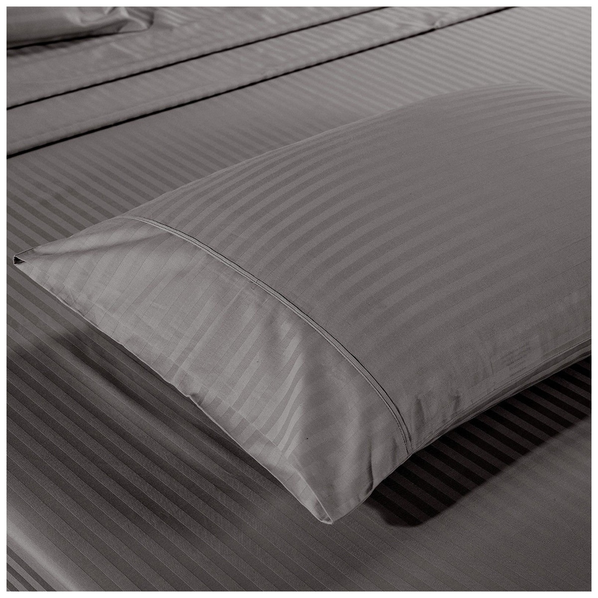 Bdirect Kensington 1200TC Cotton Sheet Set in Stripe - Single Charcoal