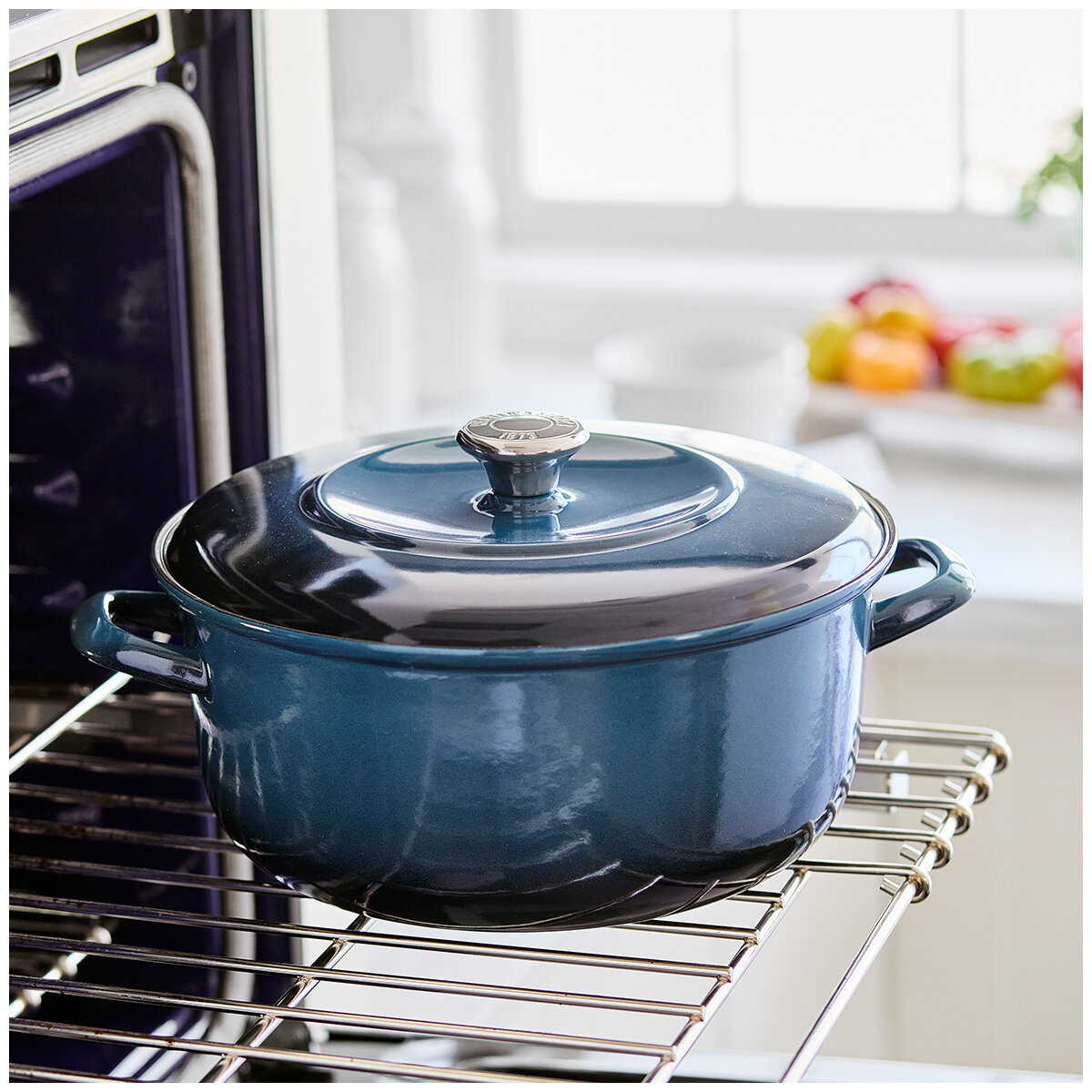 Lodge 3 qt Caribbean Blue Enameled Cast Iron Dutch Oven - 12 3/4L