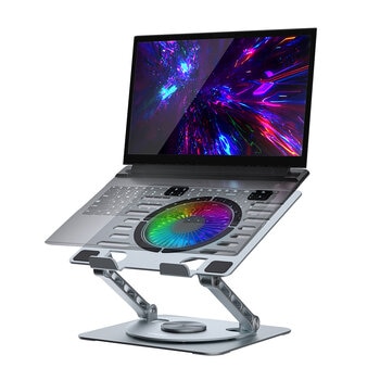 mbeat Stage S8 Rotating Laptop Stand with RGB Cooling Fan and USB Ports MB-STD-S8GRY