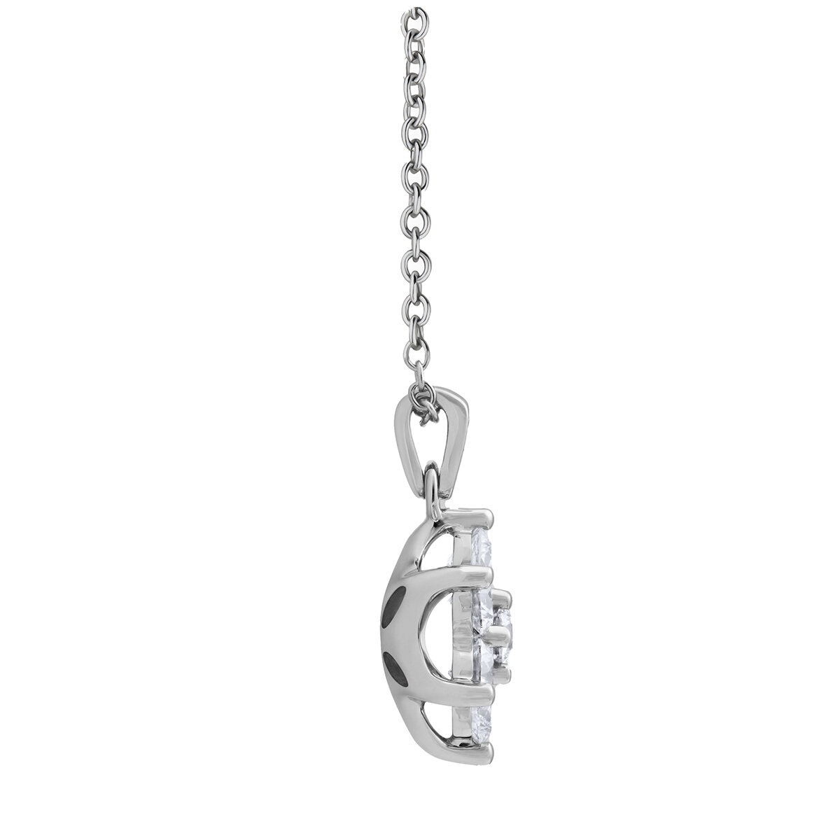 18KT White Gold 1ctw Round Diamond Nine Stone Cluster Pendant