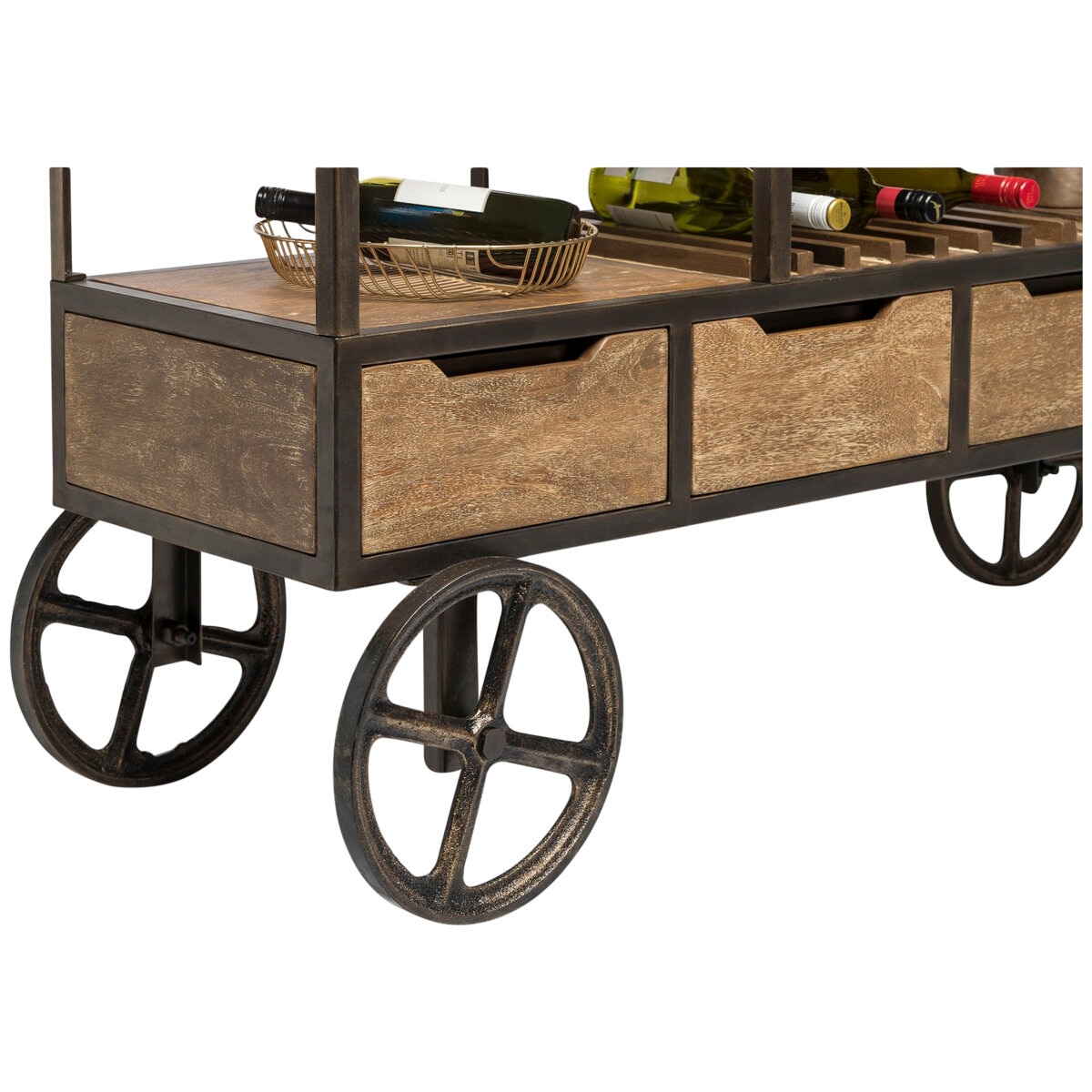 Wine Stash Wooden Bar Cart with Wine Storage