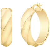 14KT Yellow Gold Weavy Hoop Earrings 3.40g Made in Italy