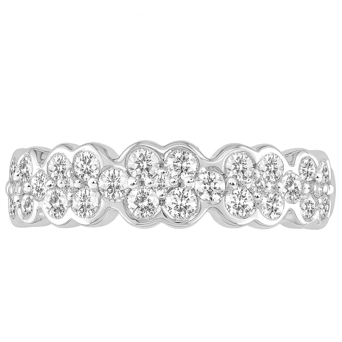 18KT White Gold 0.75ctw Round Diamond Multi Row Ring