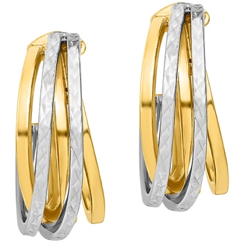 14KT Two Tone Gold Circle Hoop Earrings